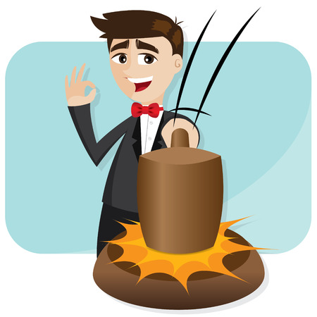 illustration of cartoon businessman knocking auction hammerのイラスト素材