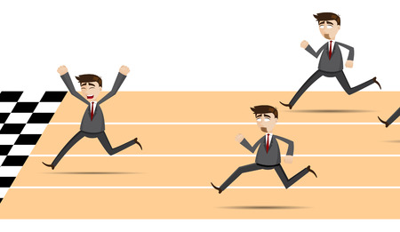 illustration of cartoon racing businessman in success conceptのイラスト素材