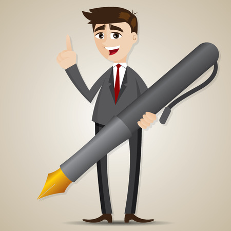 illustration of cartoon businessman with big penのイラスト素材