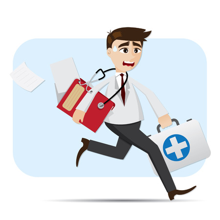 illustration of cartoon doctor in rush hourのイラスト素材