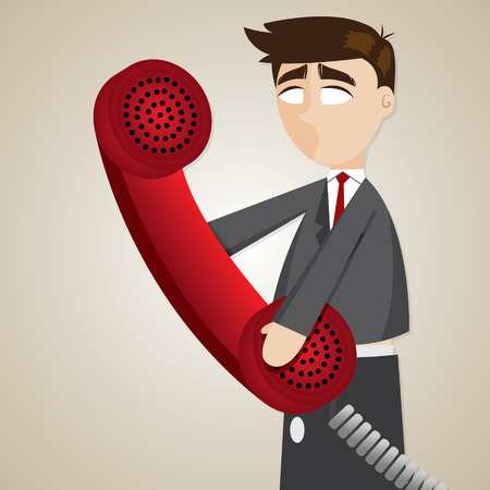 illustration of cartoon puppet businessman with telephoneのイラスト素材
