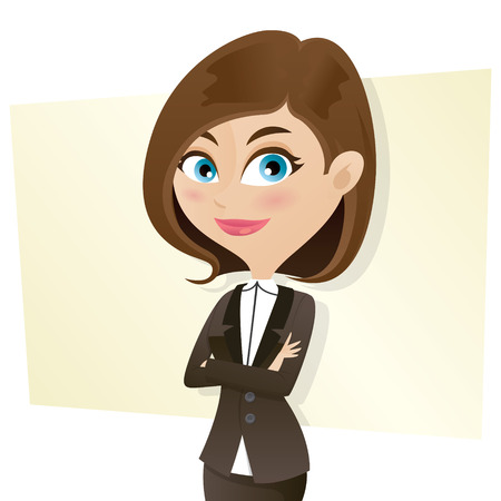 illustration of cartoon smart girl in business uniform with folded armsのイラスト素材