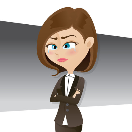 illustration of crying businesswoman on grey backgroundのイラスト素材
