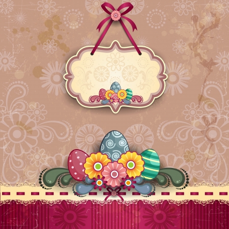 Eggs and label antique effect background pink-several levels-transparency blending effects and gradientのイラスト素材