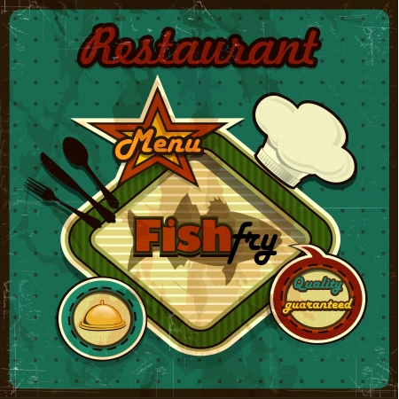 Fish menu vintage retro-several levels-transparency blending effects and gradient mesh のイラスト素材