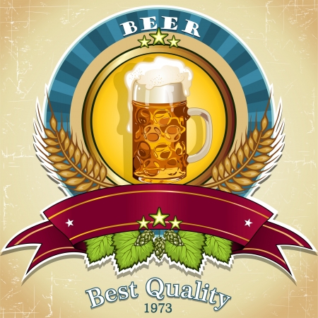 Label for beer banner to insert your own text--transparency blending effects and gradient mesh のイラスト素材