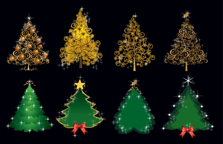 Set of eight Christmas trees to be used separately -many levels-gradient mesh-EPS10のイラスト素材