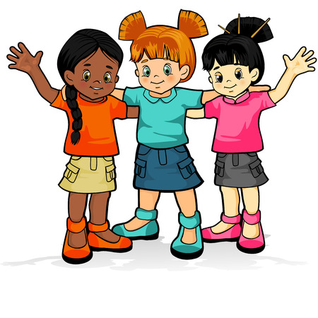 Girls together in the worldのイラスト素材