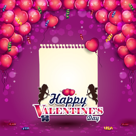 Heart shaped balloons for Valentine's Day-space to insert your text-Transparency blending effects and gradient mesh-EPS 10The file includes:-1 vector editable-JPG  Raster  5000x5000 high definitionのイラスト素材