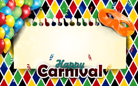 Carnival harlequin background balloons and confetti-With sheet where you can enter your own text-Transparency blending effects and gradient mesh-EPS 10のイラスト素材