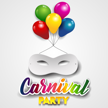White Carnival Mask With Colorful Balloons-Transparency Blending Effects and Gradient Mesh.のイラスト素材