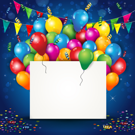 Balloons and Confetti With Flags and Ticket Where to Insert Your Own Text.のイラスト素材