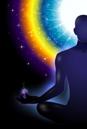 Meditation Man Particular Silhouette and Light-transparency blending effects and gradient mesh-EPS 10のイラスト素材
