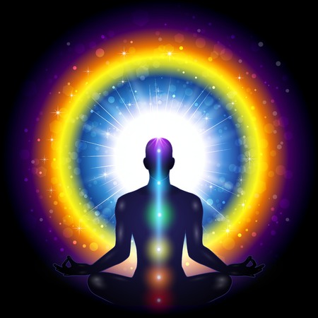 Meditation Man Particular Silhouette and Light-transparency blending effects and gradient mesh-EPS 10のイラスト素材