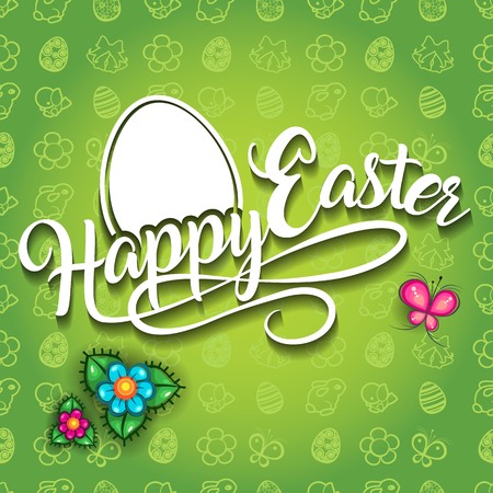 Happy Easter Green Decorative Background-transparency blending effects and gradient mesh.のイラスト素材