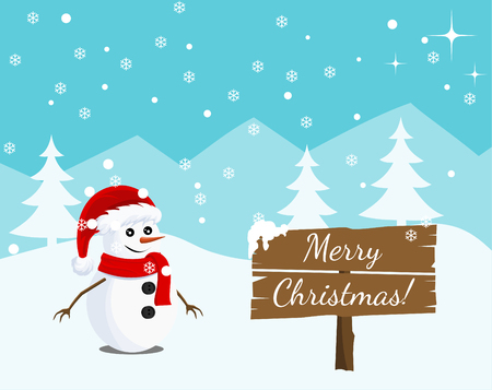 Holiday card design with snowman bear.のイラスト素材