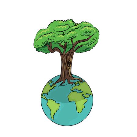 Tree growing in mother earthのイラスト素材