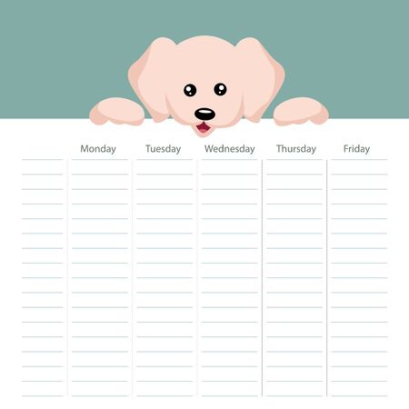 School timetable card with dog puppy theme backgroundのイラスト素材