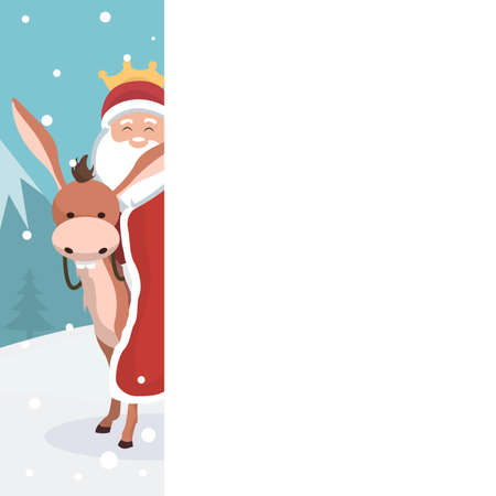 Christmas card of king wizard with white background to writeのイラスト素材