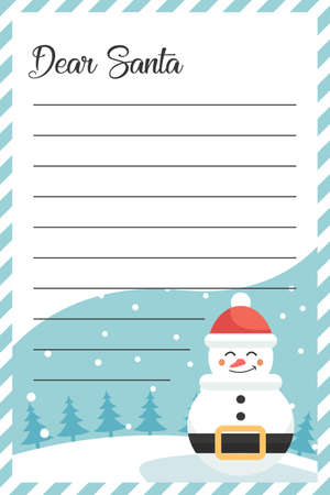 Message letter card for Santa Claus from snowman at Christmasのイラスト素材