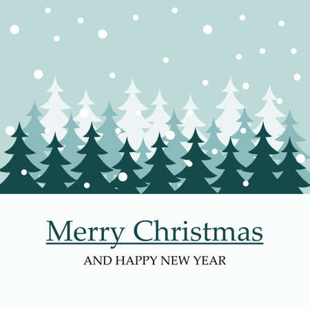 Christmas tree silhouettes in winter on Christmas cardのイラスト素材