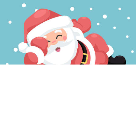 Merry Christmas card of Santa Claus lying happyのイラスト素材