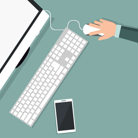 Person design working on your computer in top viewのイラスト素材
