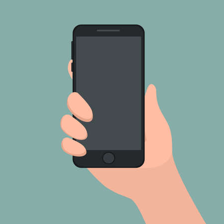 Mobile phone held by one handのイラスト素材