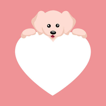 Beautiful baby puppy valentines card to write dedicationのイラスト素材