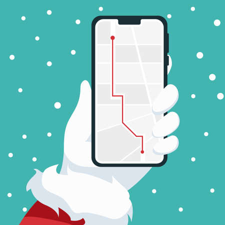 Mobile phone design in santa claus handのイラスト素材