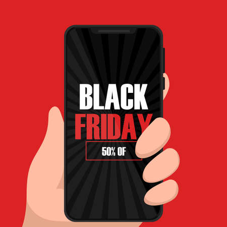 Discounts black friday design with smartphoneのイラスト素材