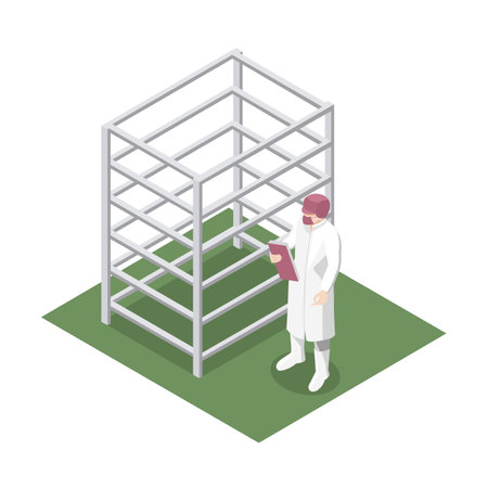 Production supervisor design with steel rackのイラスト素材