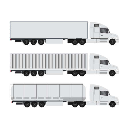 set of trailers moving containersのイラスト素材