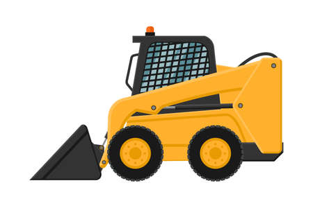 mini front loader machinery on white backgroundのイラスト素材