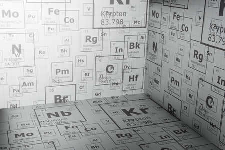 3d paper background of periodic table elements, science and engineering backgroundの写真素材