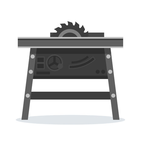 Circular table saw design for cutting wood used in carpentry. Sawbench or bench sawのイラスト素材