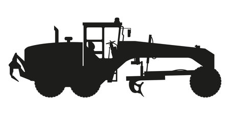 motor grader silhouette. Heavy machinery for construction and miningのイラスト素材