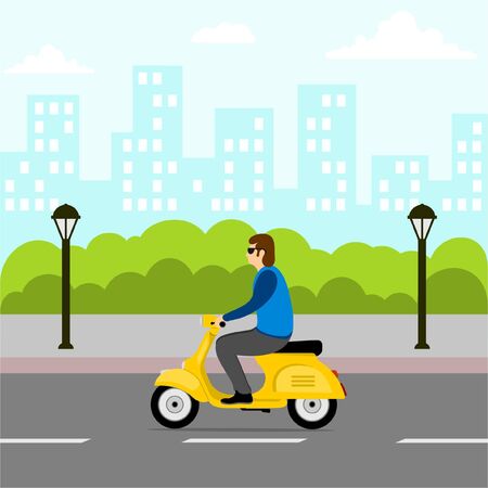 Scooter in the city Illustrationのイラスト素材