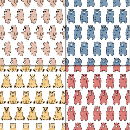 Patern Seamless Bear Set Collectionsのイラスト素材