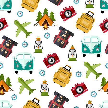 Seamless Pattern Flat Design Travellersのイラスト素材