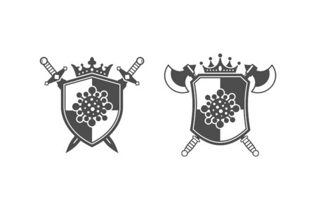 Corona virus shield weapon crown vectorのイラスト素材