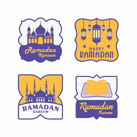 Ramadan flat badge vector collectionのイラスト素材