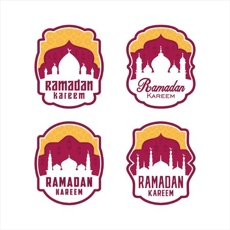 Ramadan flat label design setのイラスト素材