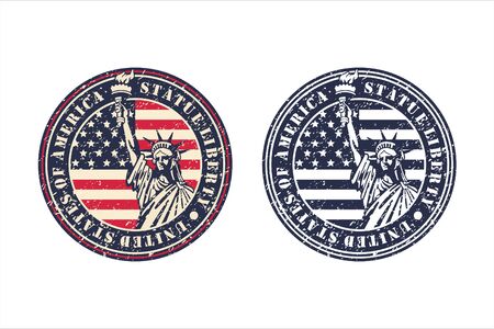 Statue Liberty united states of america vintage vector designのイラスト素材