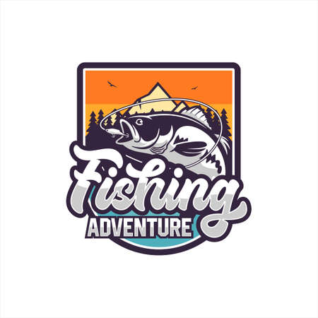 Fishing Adventure Vector Design Logoのイラスト素材