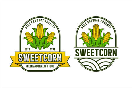Sweetcorn fresh and healthy food vector design logoのイラスト素材