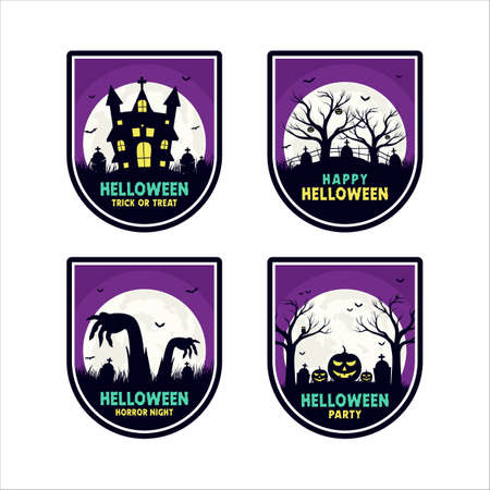 Badge happy helloween design collectionのイラスト素材