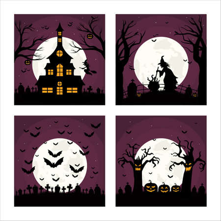 Happy Helloween background vector design collectionのイラスト素材