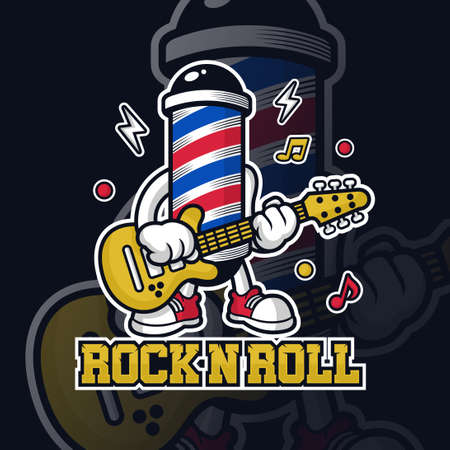 Barbershop lamp  character playing guitar vector illustrationのイラスト素材