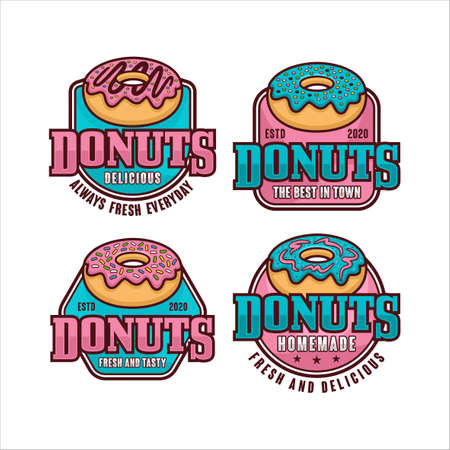 Donuts badge vector design collectionのイラスト素材